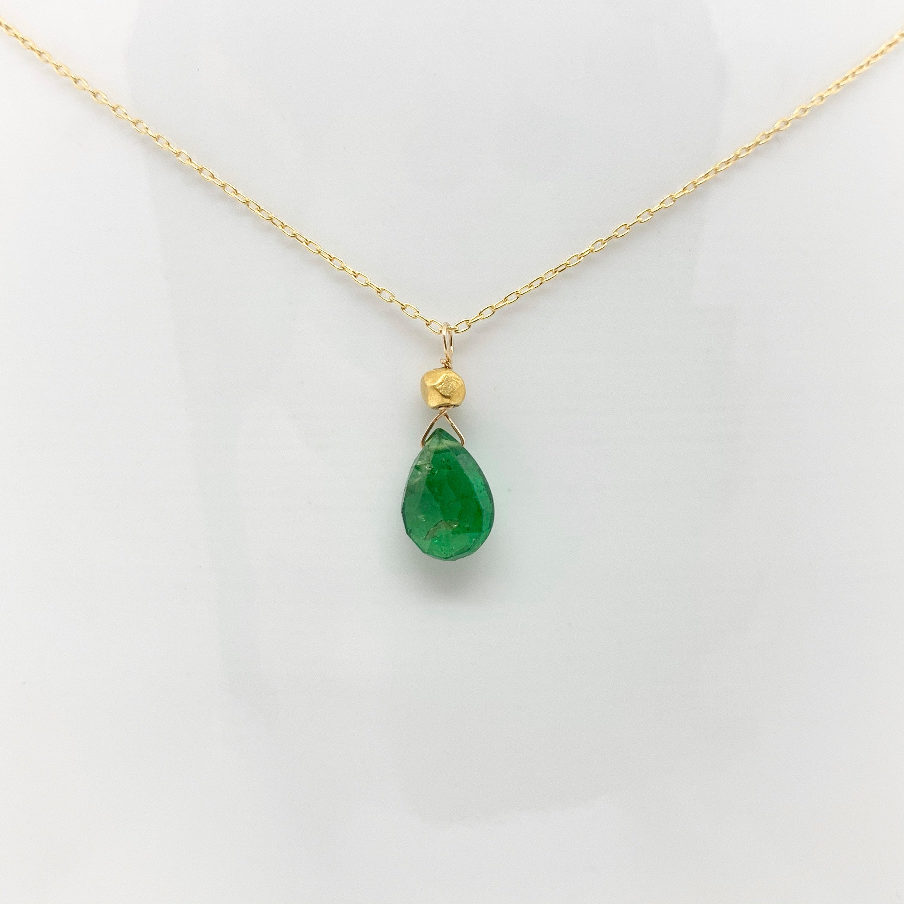 Monte Carlo Drop Earrings Emerald by Chan Luu | Gold/Emerald